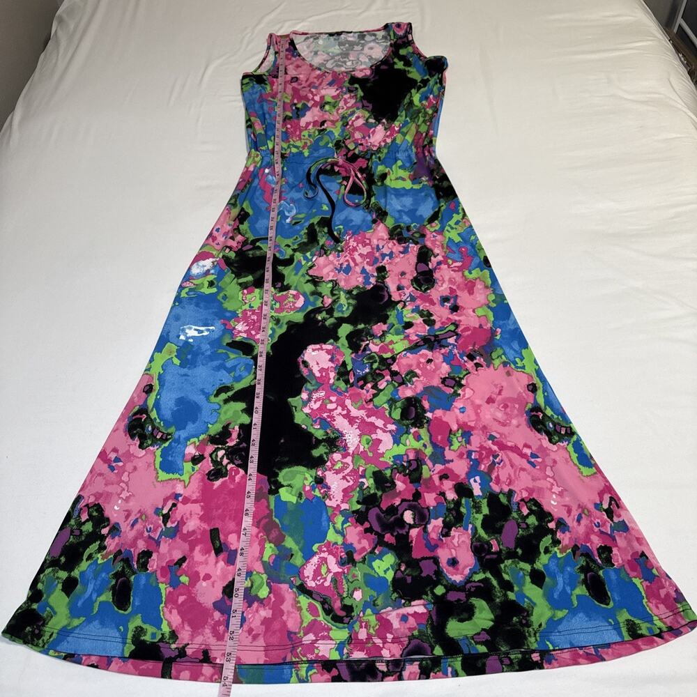 Twiggy London Colorful Maxi Dress Drawstring Waist Sleeveless Stretch Size S EUC - Picture 8 of 13